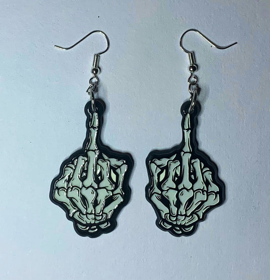 Skeleton Middle Finger Earrings