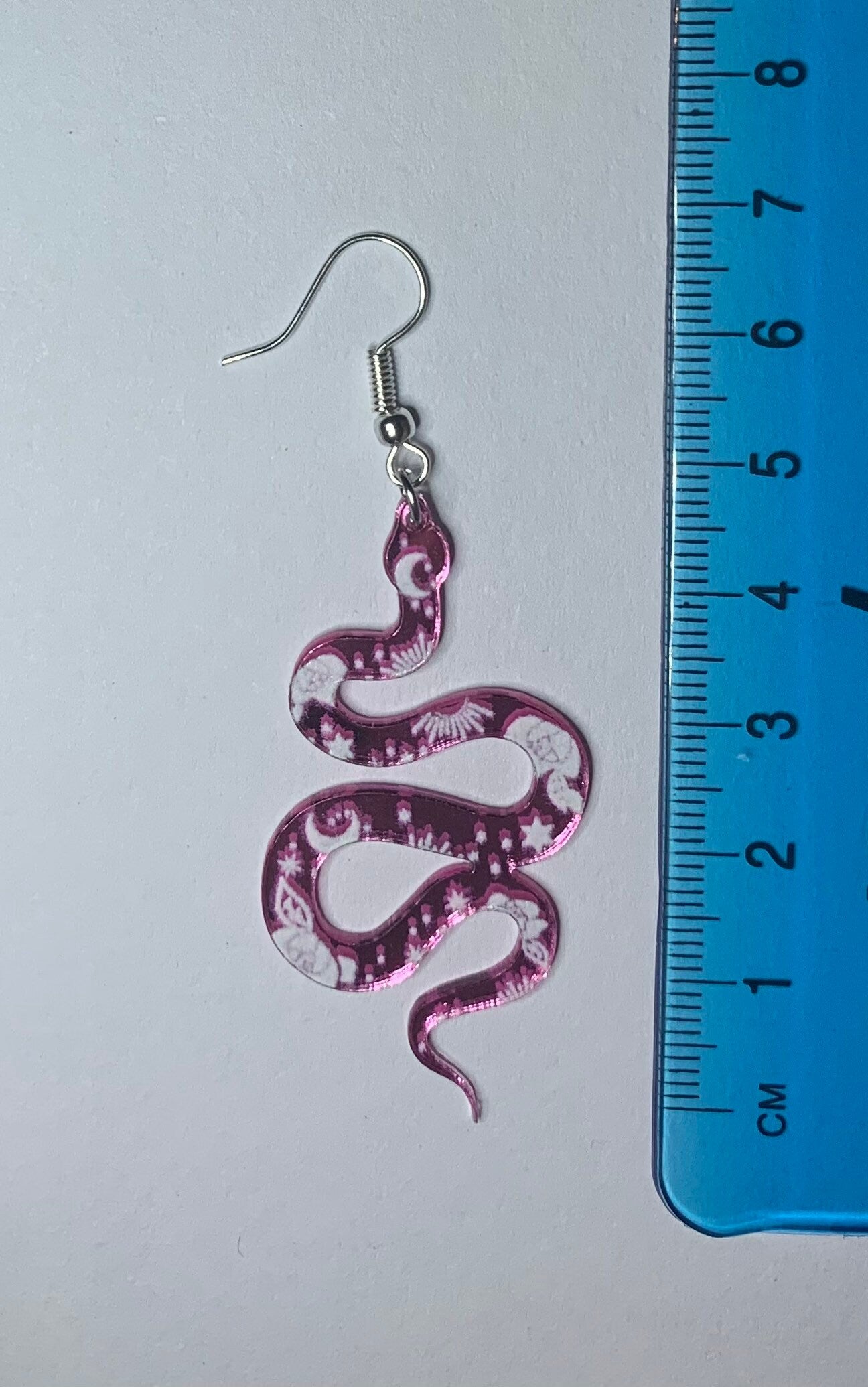 Pink Moon Flower Snake Earrings