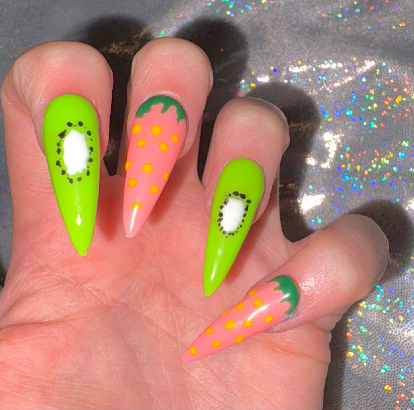 Strawberry Kiwi Press On Nails