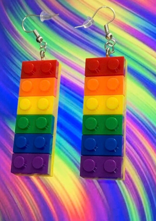 Rainbow Lego Earrings