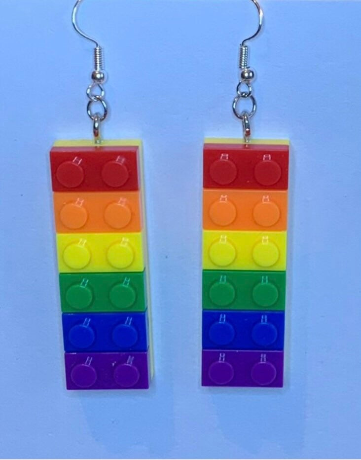 Rainbow Lego Earrings