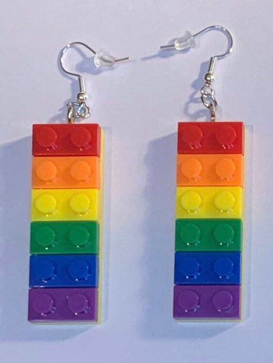 Rainbow Lego Earrings