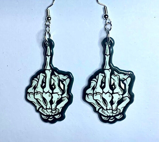 Skeleton Middle Finger Earrings