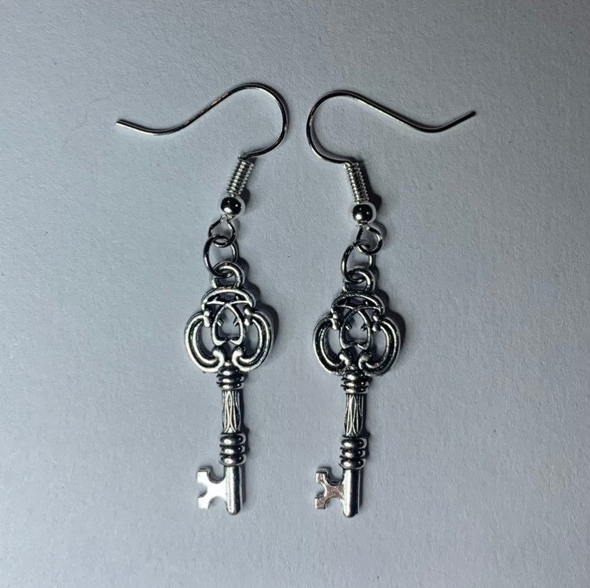 Mini Silver Enchanted Key Earrings