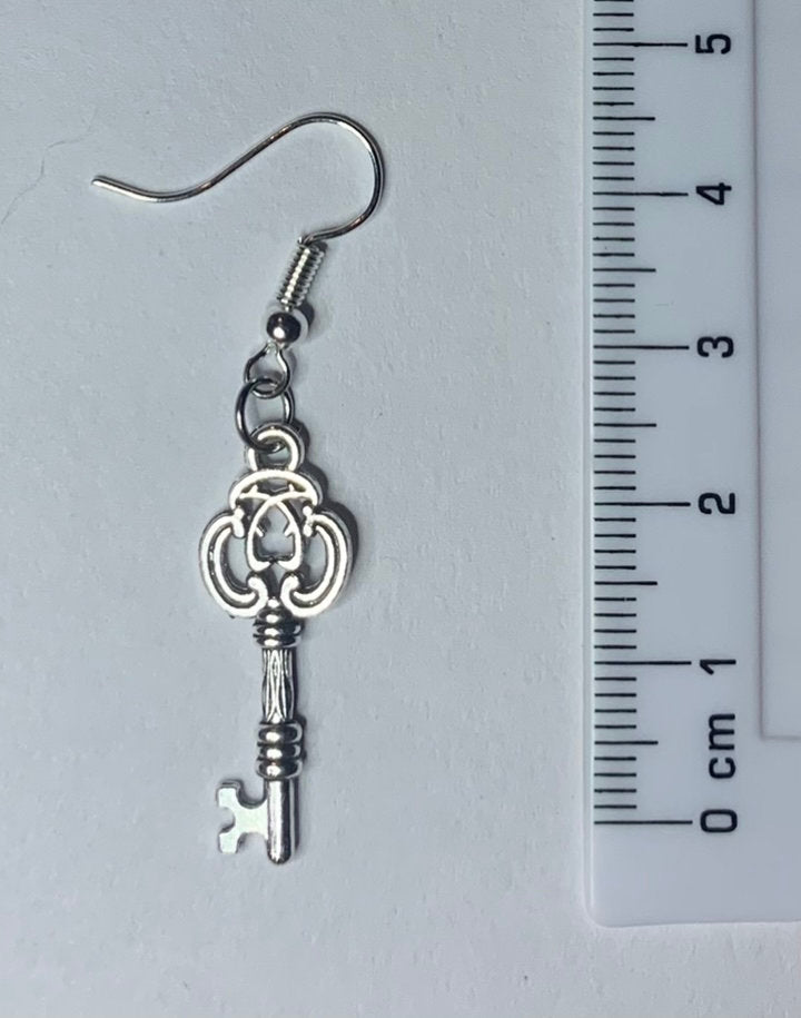 Mini Silver Enchanted Key Earrings