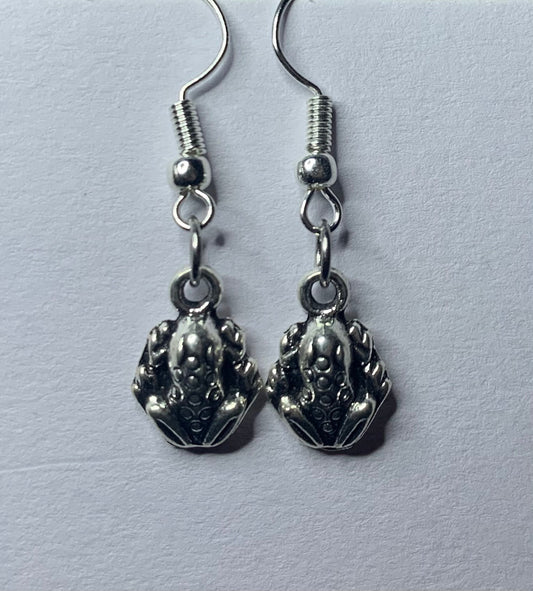 Mini Silver Frog Earrings