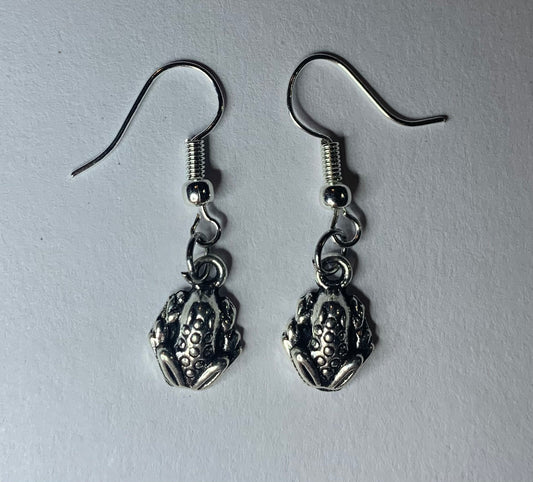 Mini Silver Frog Earrings